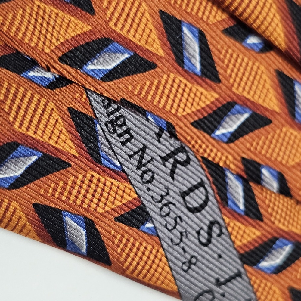 JZ‎ Richards Neck Tie Orange Geometric Geo Handmade All Silk Made In USA - Picture 3 of 7